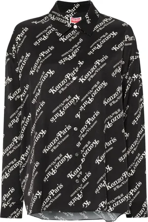 Kenzo Camisa de sarga con logo estampado