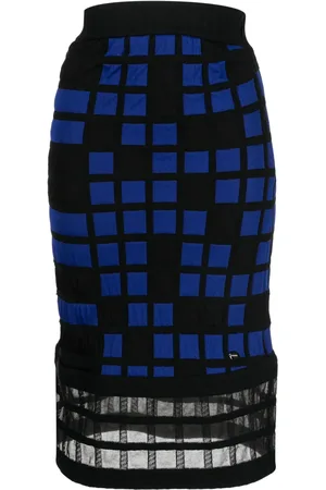 CHANEL Falda midi con motivo de cuadros