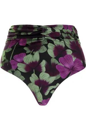 Agua by Agua Bendita Bikini bottom fruncido con estampado floral