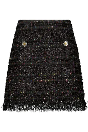 Giambattista Valli Falda de tweed con detalles deshilachados