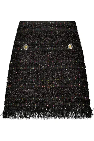 Giambattista Valli Falda de tweed con detalles deshilachados