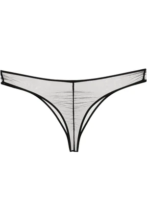 MAISON CLOSE Tanga de malla fruncida