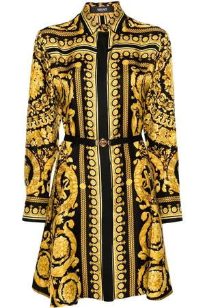 VERSACE Vestido corto de seda Heritage con estampado barroco