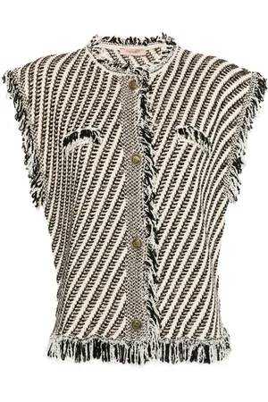 Twin-Set Chaleco en jacquard con flecos