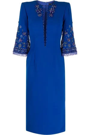 Jenny Packham Vestido midi Sandrine con detalle de mostacillas