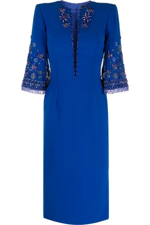 Jenny Packham Vestido midi Sandrine con detalle de mostacillas