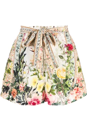 Camilla Shorts de seda con estampado Renaissance Romance