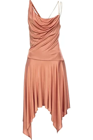 Pinko Vestido midi con diseño asimétrico y cuello desbocado