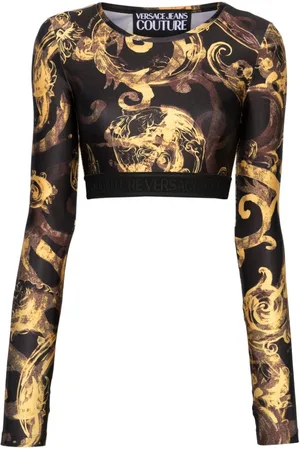 VERSACE Top corto con estampado Barocco