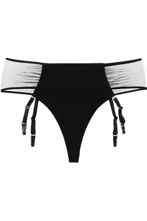MAISON CLOSE Tanga con paneles transparentes