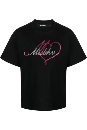 MISBHV Playera con detalles de glitter y logo estampado