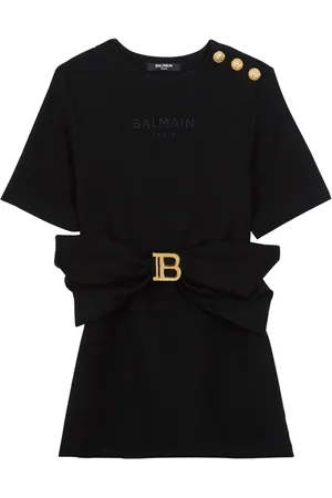 Balmain Vestido estilo playera con placa del logo