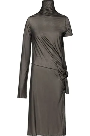 Maison Margiela Vestido midi con diseño fruncido y asimétrico