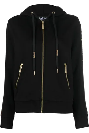 Roberto Cavalli Hoodie con logo afelpado y cierre