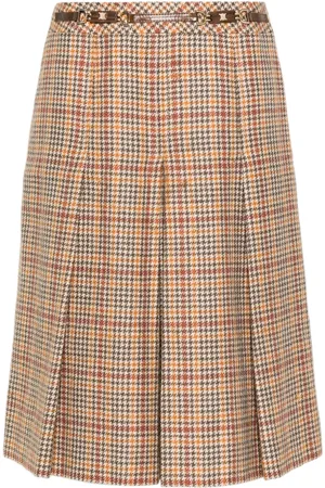 Céline Falda plisada con estampado pied de poule 1970