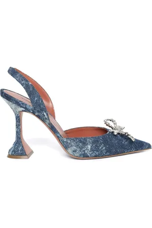 Amina Muaddi Zapatillas de mezclilla Rosie con tacón de 110mm