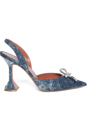 Amina Muaddi Zapatillas de mezclilla Rosie con tacón de 110mm