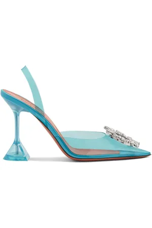 Amina Muaddi Zapatillas Begum transparentes con tacón de 95mm