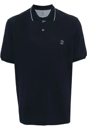 Brunello Cucinelli Playera tipo polo con logo bordado