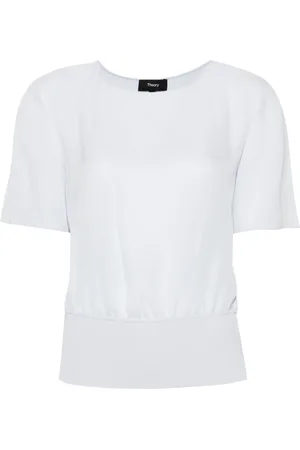 THEORY Blusa de seda con dobladillo de canalé