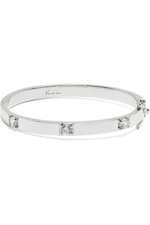 Kenneth Jay Lane Pulsera con detalles de cristal y logo grabado