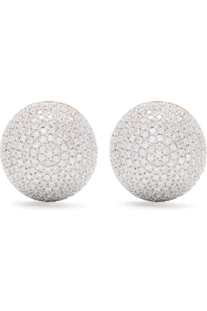 YVONNE LÉON Aretes Boule Disco en oro amarillo y oro blanco de 9kt con diamantes