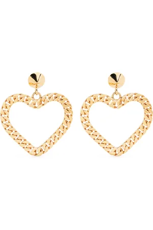 Moschino Aretes de clip con forma de corazón