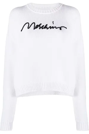 Moschino Suéter tejido de canalé con logo bordado