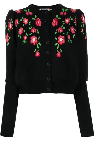 Molly Goddard Cárdigan con motivo floral en intarsia