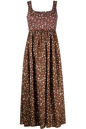 Cynthia Rowley Vestido midi de seda con estampado de leopardo