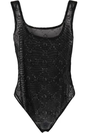 Marine Serre Body de tul con monograma