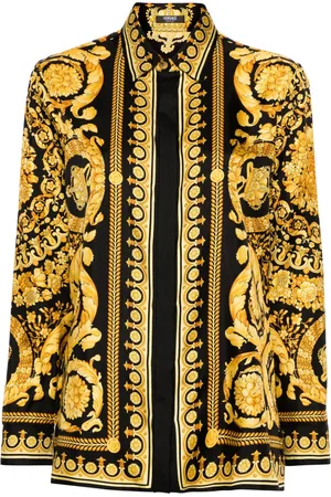 VERSACE Camisa de seda con estampado Heritage Barocco