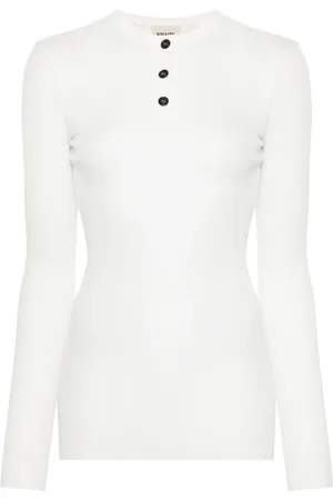 Khaite Playera de tejido fino de canalé manga larga
