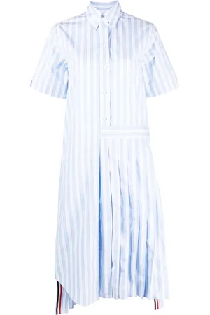 Thom Browne Vestido camisero plisado con motivo de rayas