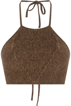 Nanushka Vestido tejido fino con cuello halter