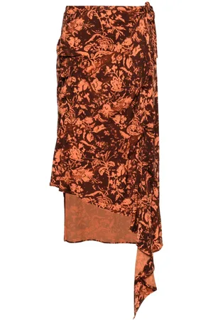 Jade Cropper Falda midi con diseño drapeado y estampado floral