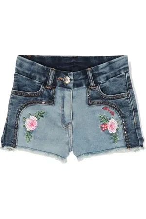 MONNALISA Shorts de mezclilla con bordado floral