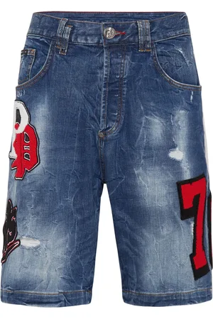 Philipp Plein Shorts de mezclilla con efecto envejecido