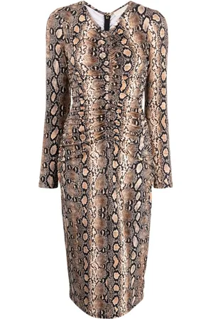 Michael Kors Vestido midi con estampado de piel de serpiente