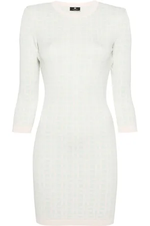 Elisabetta Franchi Vestido con espalda descubierta y monograma en jacquard
