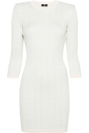 Elisabetta Franchi Vestido con espalda descubierta y monograma en jacquard