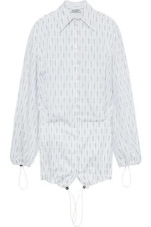 The Attico Vestido camisero corto con motivo de rayas diplomáticas