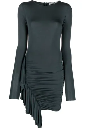 PNK Vestido midi con ribete de volantes