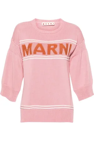 Marni Suéter manga corta con logo en intarsia