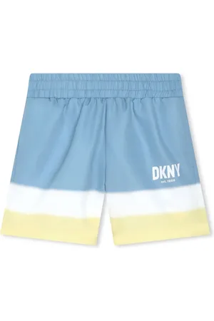 DKNY Shorts de playa con logo estampado y motivo de rayas