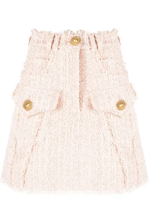 Balmain Falda corta de tweed con bordes deshilachados