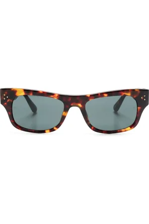 Linda Farrow Lentes de sol con armazón rectangular estilo carey