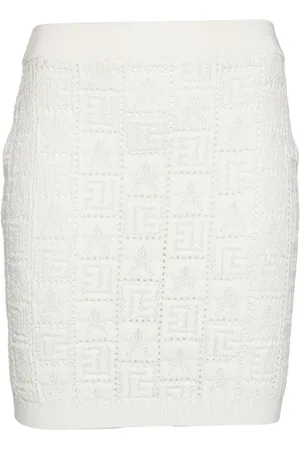 Balmain Falda corta de tejido calado con monograma