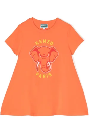 Kenzo Vestido estilo playera con elefante estampado