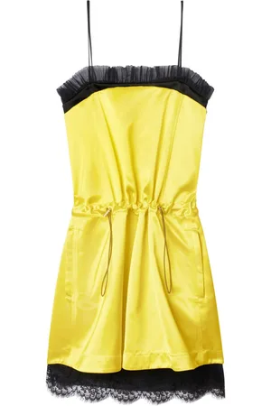 OFF-WHITE Vestido corto con ribete de encaje